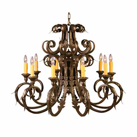Meyda Tiffany Serratina 10 Light 42" Wide Taper Candle Style Chandelier Autumn Leaf