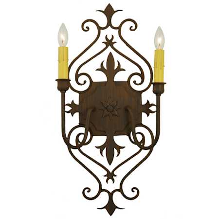 Meyda Tiffany Louisa 2 Light 21" Tall Wall Sconce Rustic Iron