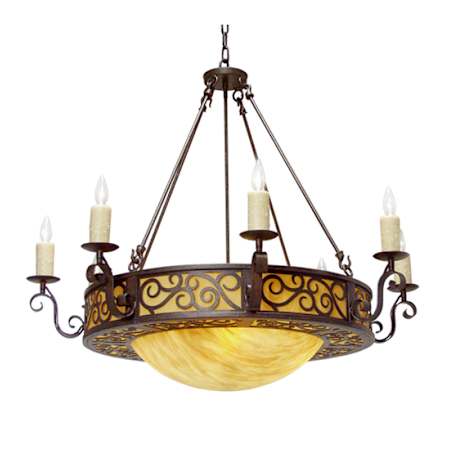 Meyda Tiffany Delano 10 Light 42" Wide Taper Candle Style Chandelier - Cajun Spice Finish Cajun Spice