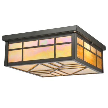 Meyda Tiffany 12.75" Square Santa Fe Flush Mount Ceiling Fixture Timeless Bronze