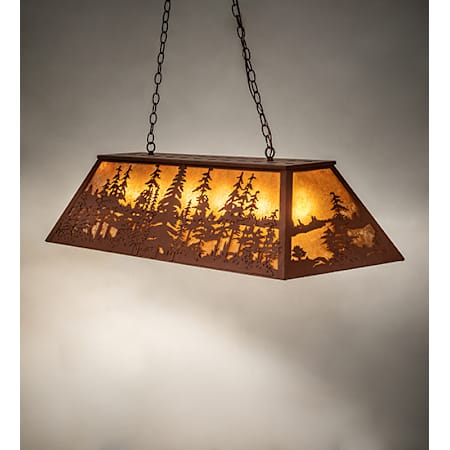 Meyda Tiffany Tall Pines 6 Light 48" Wide Linear Pendant Rust