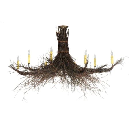 Meyda Tiffany Twigs 8 Light 64" Wide Taper Candle Style Chandelier Antique Copper / Natural Wood