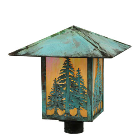 Meyda Tiffany Seneca 17" Tall Post Light Verdigris