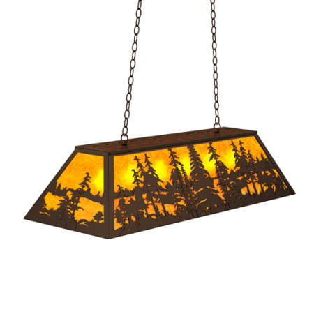 Meyda Tiffany Tall Pines 6 Light 48" Wide Linear Pendant Timeless Bronze