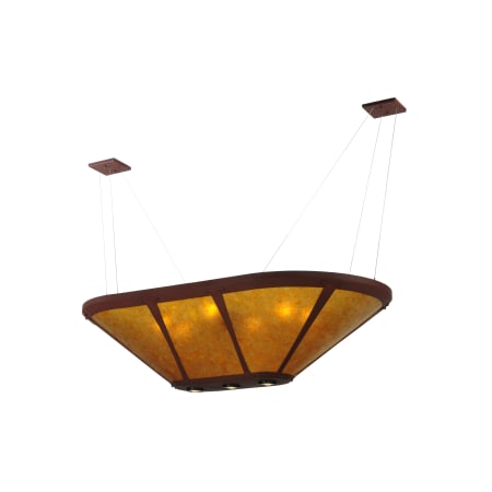 Meyda Tiffany 50" L Van Erp Amber Mica Oblong Inverted Chandelier Rust / Amber Mica
