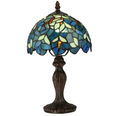 Meyda Tiffany Nightfall Wisteria 1 Light 14" Tall Hand-Crafted Table Lamp with Stained Glass Mahogany Bronze