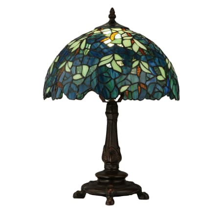 Meyda Tiffany Nightfall Wisteria 1 Light 17.5" Tall Hand-Crafted Table Lamp with Stained Glass Mahogany Bronze