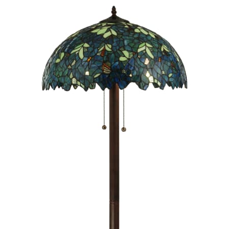 Meyda Tiffany Nightfall Wisteria 2 Light 63" Tall Hand-Crafted Floor Lamp with Stained Glass Mahogany Bronze