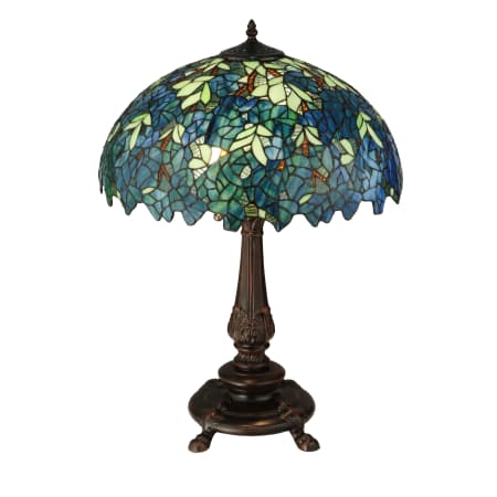 Meyda Tiffany Nightfall Wisteria 2 Light 26" Tall Hand-Crafted Table Lamp with Stained Glass Mahogany Bronze