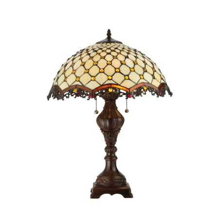 Meyda Tiffany Diamond & Jewel 2 Light 24" Tall Hand-Crafted Table Lamp with Stained Glass Mahogany Bronze
