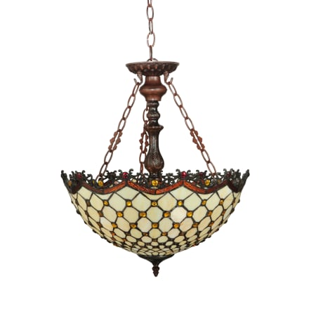 Meyda Tiffany Diamond & Jewel 3 Light 18" Wide Hand-Crafted Pendant with Stained Glass Mahogany Bronze