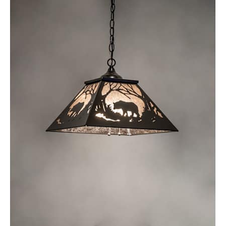 Meyda Tiffany Bear at Dawn 2 Light 22" Wide Pendant Timeless Bronze