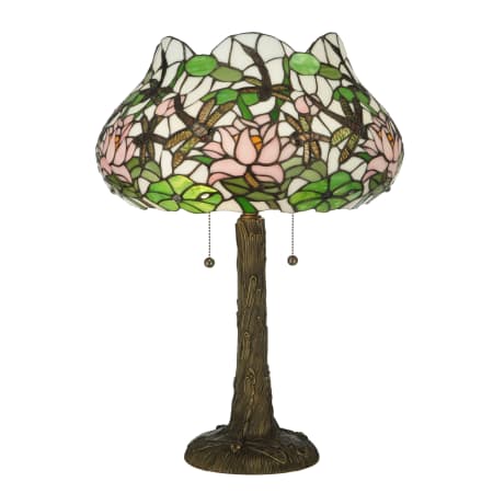 Meyda Tiffany Dragonfly Flower 2 Light 22.5" Tall Hand-Crafted Table Lamp with Stained Glass Mahogany Bronze
