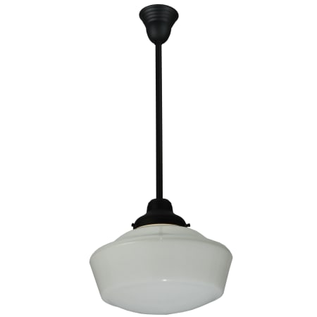 Meyda Tiffany 16" W Schoolhouse with Traditional Globe Pendant Black Powdercoat