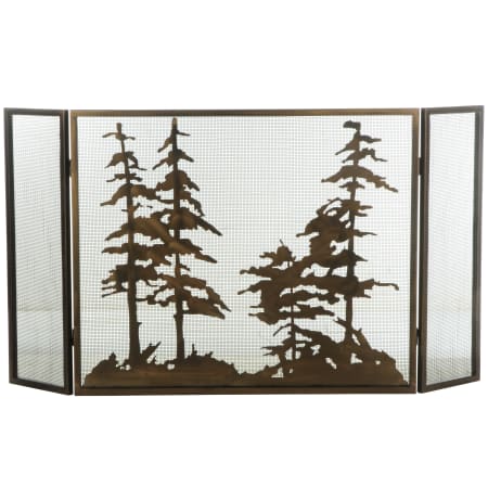 Meyda Tiffany 56" W X 30" H Tall Pines Folding Fireplace Screen Antique Copper Mesh