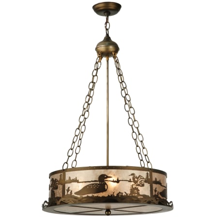 Meyda Tiffany 21.5" W Loon Inverted Pendant Antique Copper / Silver Mica