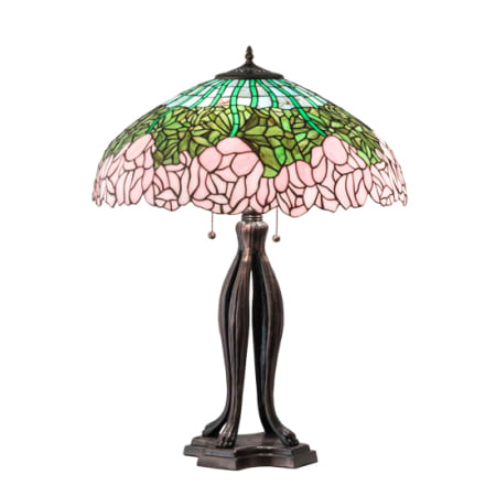 Meyda Tiffany Tiffany Cabbage Rose 3 Light 30" Tall Buffet Table Lamp Mahogany Bronze