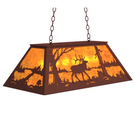 Meyda Tiffany Elk at Lake 6 Light 33" Wide Linear Pendant Rust