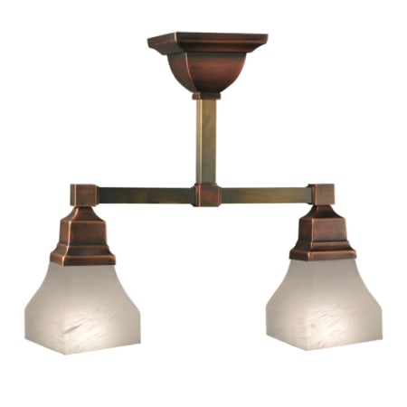 Meyda Tiffany Bungalow 2 Light 16" Wide Semi-Flush Linear Ceiling Fixture Burnished Copper