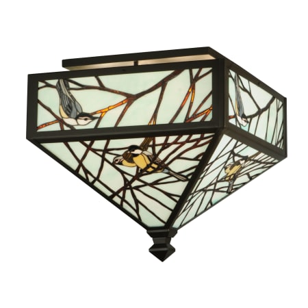 Meyda Tiffany 20.5" Square Backyard Friends Flush Mount Ceiling Fixture Oil Rubbed Bronze