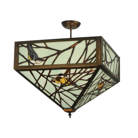 Meyda Tiffany 21" Square Backyard Friends Semi-Flushmount Ceiling Fixture Antique Copper