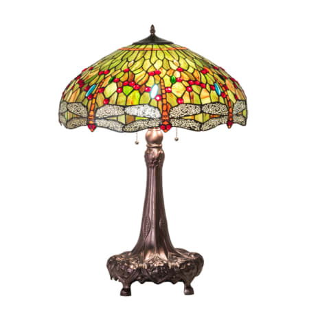 Meyda Tiffany Tiffany Hanginghead Dragonfly 3 Light 31" Tall Buffet Table Lamp Mahogany Bronze