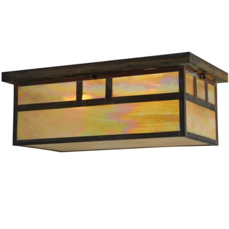Meyda Tiffany Hyde Park Double Bar Mission 2 Light 22" Wide Flush Mount Ceiling Fixture - Vintage Copper Finish Vintage Copper