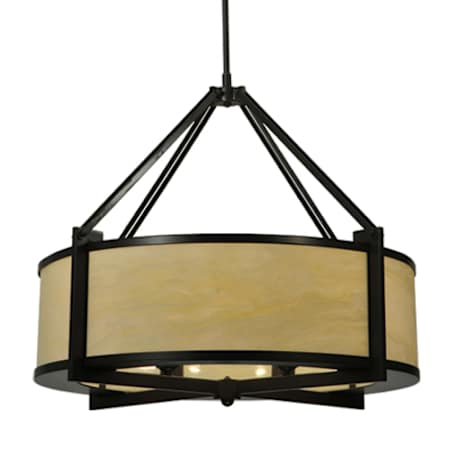 Meyda Tiffany Cross Hatch 4 Light 30" Wide Pendant Timeless Bronze