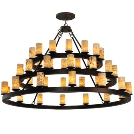 Meyda Tiffany Loxley Horizon 42 Light 70" Wide Pillar Candle Style Chandelier Mahogany Bronze