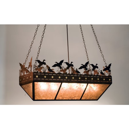 Meyda Tiffany Ducks in Flight 6 Light 48" Wide Linear Chandelier with Silver Mica Shade Rust