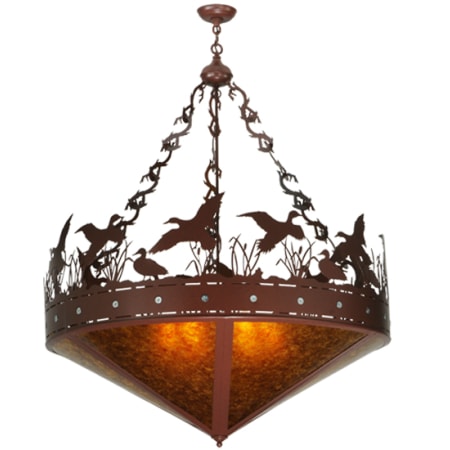 Meyda Tiffany Ducks in Flight 6 Light 42" Wide Pendant Red Rust