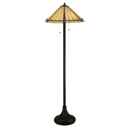 Meyda Tiffany Belvidere 3 Light 61" Tall Hand-Crafted Floor Lamp with Stained Glass Mahogany Bronze