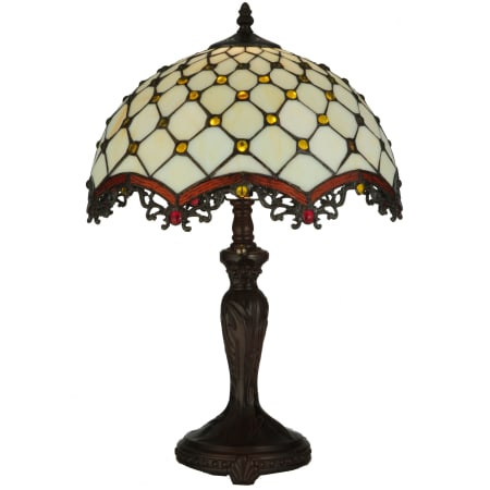 Meyda Tiffany Diamond & Jewel 1 Light 20" Tall Hand-Crafted Table Lamp with Stained Glass Mahogany Bronze