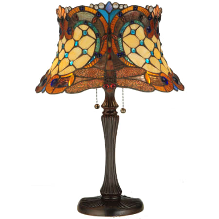 Meyda Tiffany Tiffany Hanginghead Dragonfly 2 Light 22.5" Tall Hand-Crafted Table Lamp with Stained Glass Mahogany Bronze