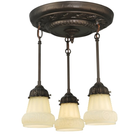 Meyda Tiffany 15" W White Puffy Rose 3 Light Shower Semi-Flushmount Ceiling Fixture White