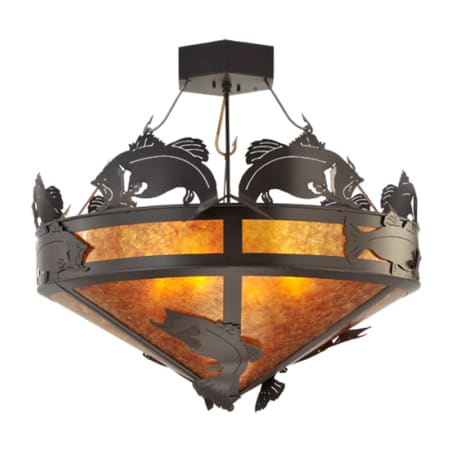 Meyda Tiffany Catch of the Day 4 Light 38" Wide Semi-Flush Ceiling Fixture Timeless Bronze