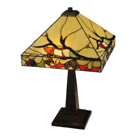 Meyda Tiffany Woodland Berries 2 Light 25" Tall Hand-Crafted Table Lamp with Stained Glass Mahogany Bronze