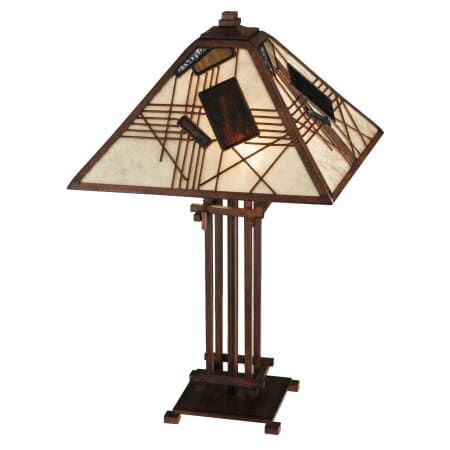 Meyda Tiffany Magnetism 2 Light 23" Tall Hand-Crafted Table Lamp with Stained Glass Mahogany Bronze