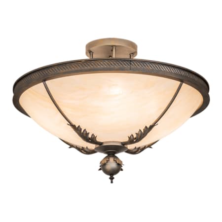 Meyda Tiffany Hoja 4 Light 30" Wide Semi-Flush Bowl Ceiling Fixture French Bronzed