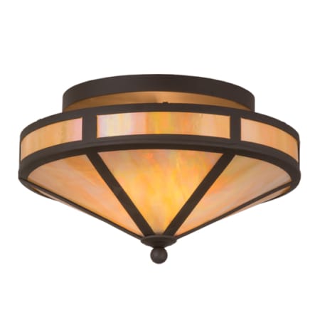 Meyda Tiffany Craftsman Prime 2 Light 16" Wide Semi-Flush Ceiling Fixture with Iridescent Art Glass Shade - Oil Rubbed Bronze Finish Oil Rubbed Bronze