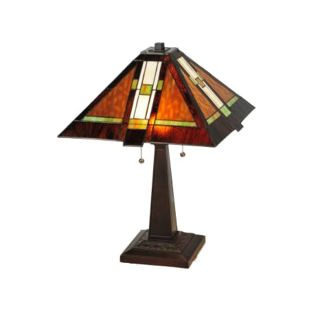 Meyda Tiffany Montana Mission 2 Light 24" Tall Hand-Crafted Table Lamp with Stained Glass Mahogany Bronze