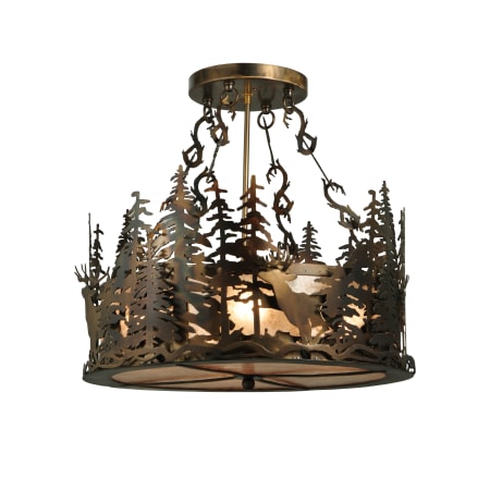 Meyda Tiffany 21.5" W Deer At Dusk Inverted Pendant Silver Mica