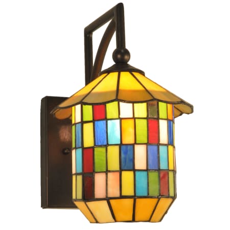 Meyda Tiffany 7.5" W Meyer Panel Lantern Sconce Mahogany Bronze