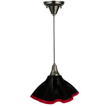 Meyda Tiffany 12" W Formal Affair Draped Fused Glass Pendant Black / Red / White Nickel