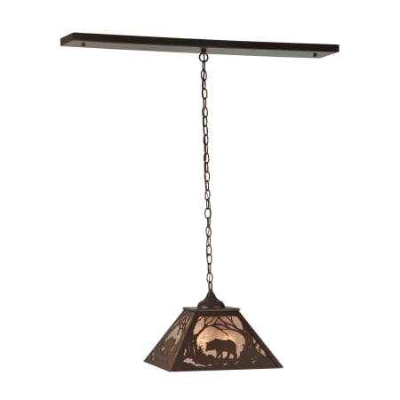 Meyda Tiffany 15.5" Square Bear At Dawn Pendant Cafe Noir / Silver Mica