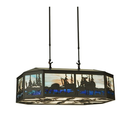 Meyda Tiffany Long Deer 6 Light 32" Wide Linear Pendant Oil Rubbed Bronze