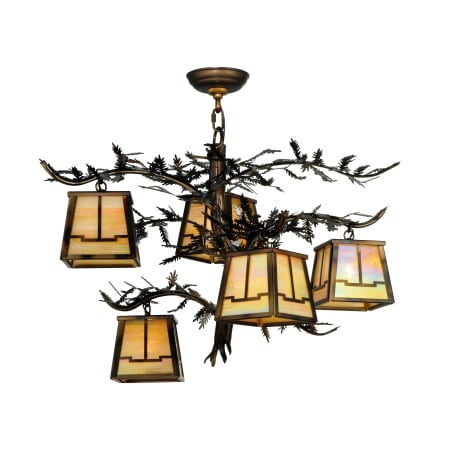 Meyda Tiffany Pine Branch 5 Light 29" Wide Chandelier with Yellow Acrylic Shade Pine Branch
