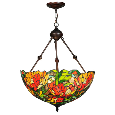 Meyda Tiffany Lamella 3 Light 20.25" Wide Hand-Crafted Pendant with Stained Glass Mahogany Bronze