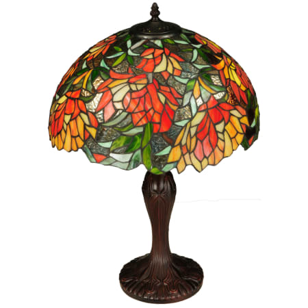 Meyda Tiffany Lamella 2 Light 23" Tall Hand-Crafted Table Lamp with Stained Glass Mahogany Bronze
