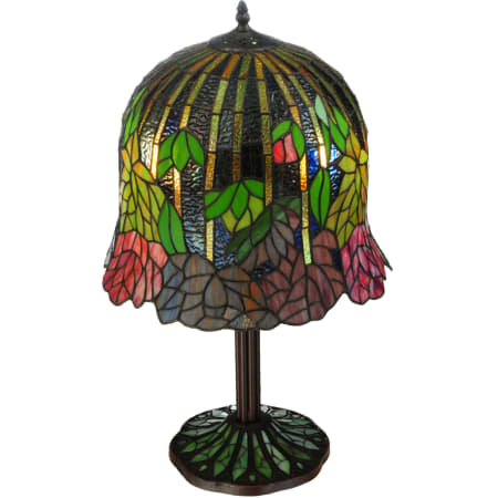 Meyda Tiffany Vizcaya Mosaic 2 Light 23" Tall Hand-Crafted Table Lamp with Stained Glass Mahogany Bronze